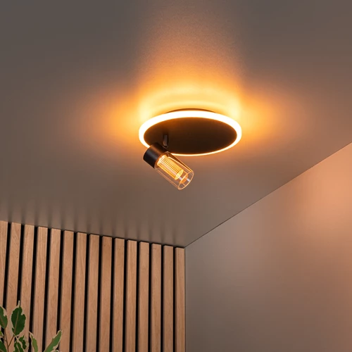 Lucide EVERINA - Flush ceiling light - Ø 23 cm - LED Dim. - CCT - 2200K/6500K - Black | Essential - atmosphere 1